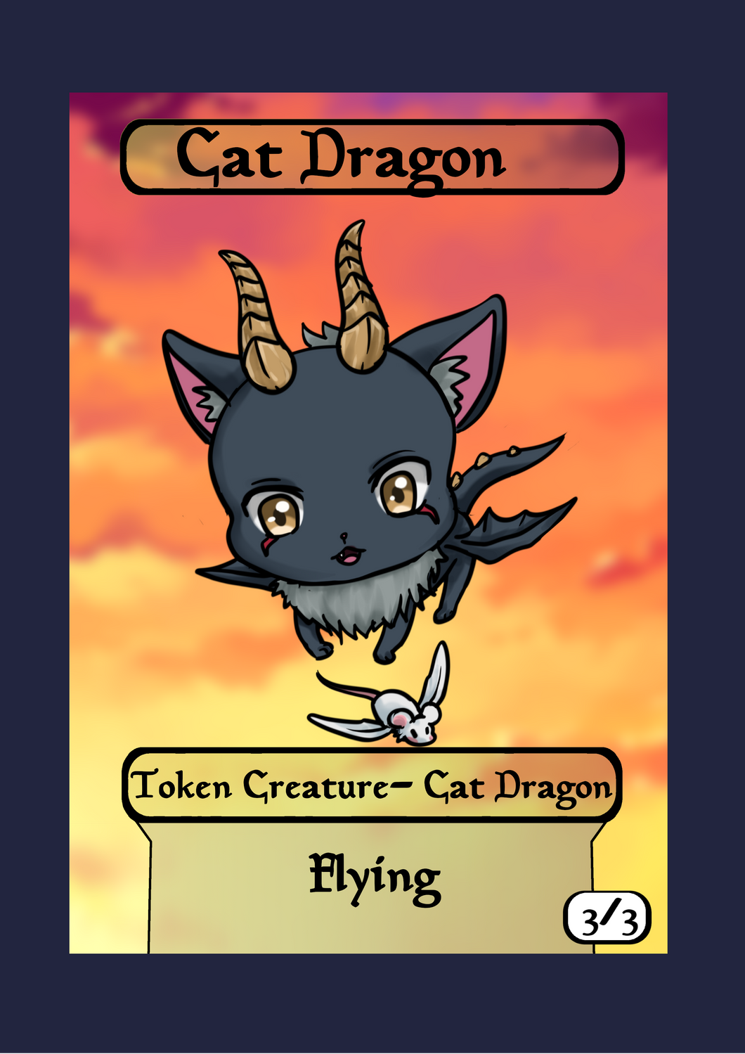 Cat Dragon 3/3 w/ Flying Token