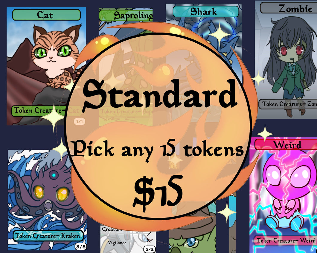 Pick any 15 creature tokens, emblems, or lands