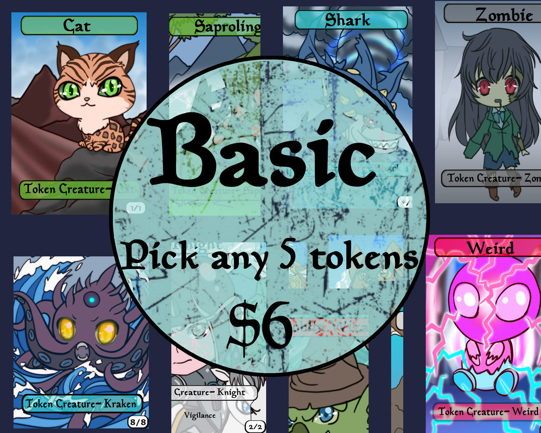Pick any 5 creature tokens, emblems, or lands