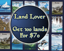 Load image into Gallery viewer, Land lover- Pick 100 lands for only 70 dollars!! Mega Chibi- Mtg Magic the gathering proxies for people that love custom edh decks
