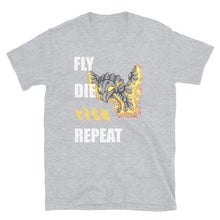 Load image into Gallery viewer, Fly Die Rise Repeat Syrix, Carrier of the Flame Funny Phoenix Unisex Tee
